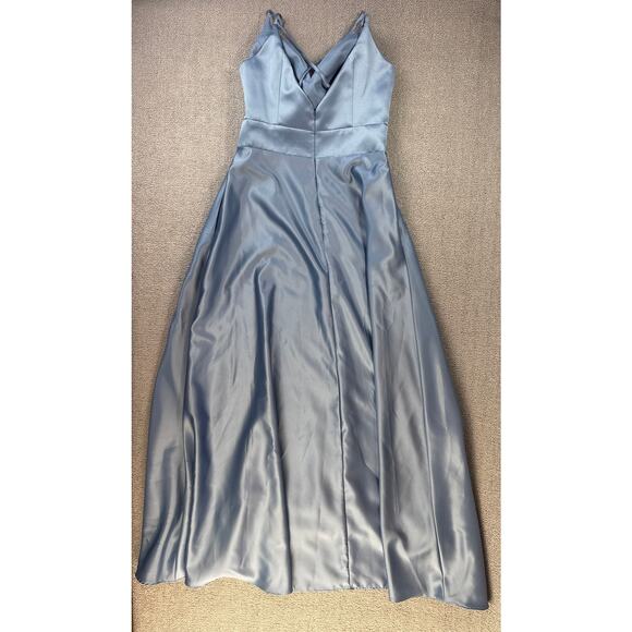 Sorella Vita Formal Dress Gown Modern Satin Bridesmaid Prom Stone Blue Size 10 - Picture 4 of 14